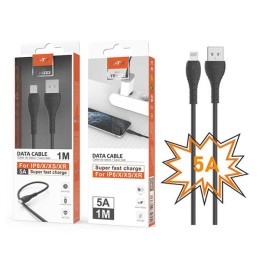 Cable datos USB 2.0 a Lightning iPhone X /12/13/14 / 1m / 5a / Carga rapida / Tb1223 / Negro / Mtk