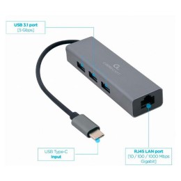 Hub Type-C a 3xUSB 3.0 / 1x RJ45 Gigabit / 17 cm / A-CMU3-LAN-01