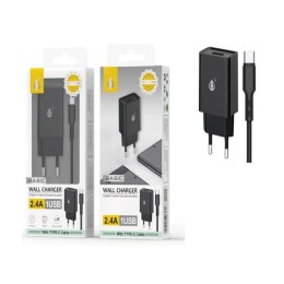 Cargador de red Usb + Cable Type-C / 12w / Negro / NA0348 One+