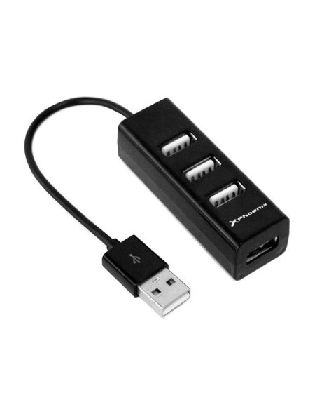 Hub 4 puertos USB 2.0 Phoenix / Diseño compacto / Negro / Ph4usbhub2